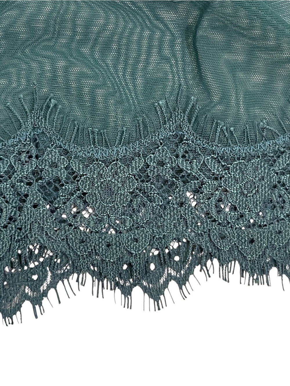 Sheer Lace Mesh Robe Teal Satin Tie Boudoir Bridal Getting Ready Loungewear L Xl View 2